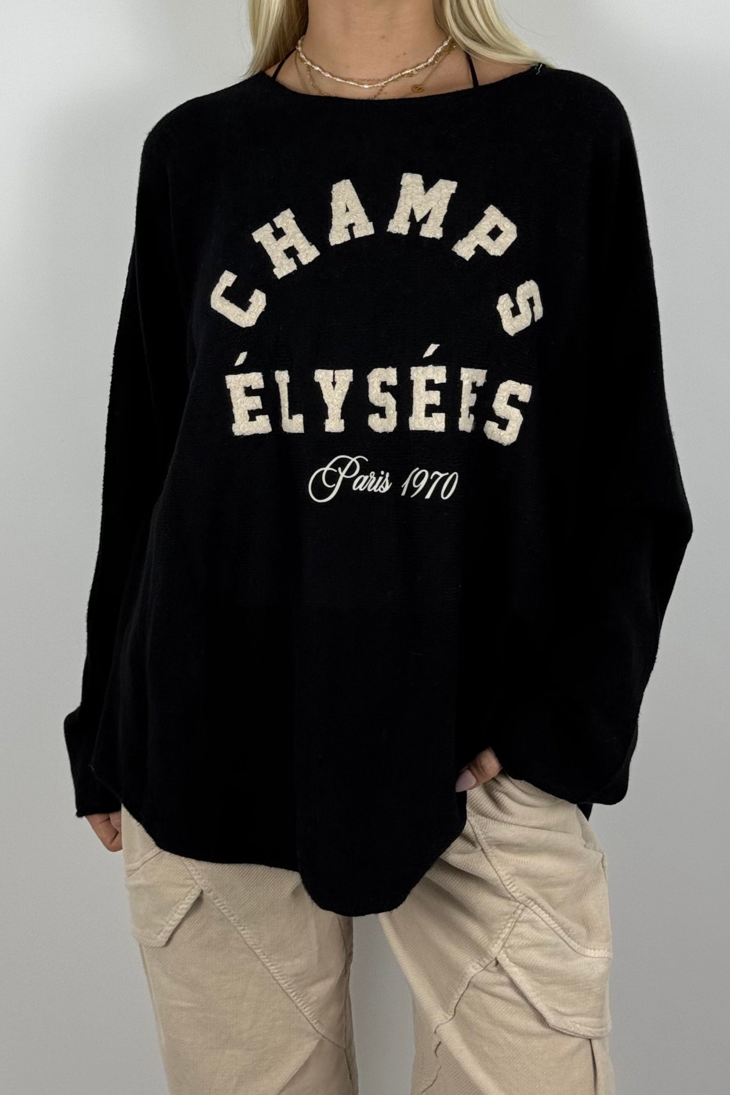 CHAMPS ÉLYSÉES Sweatshirt / Feinstrick-Pullover-Schwarz