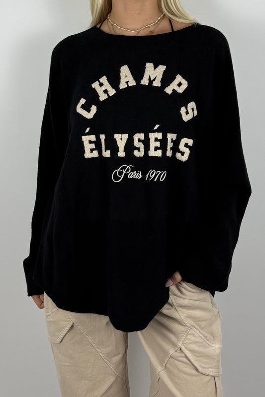 CHAMPS ÉLYSÉES Sweatshirt / Feinstrick-Pullover-Schwarz