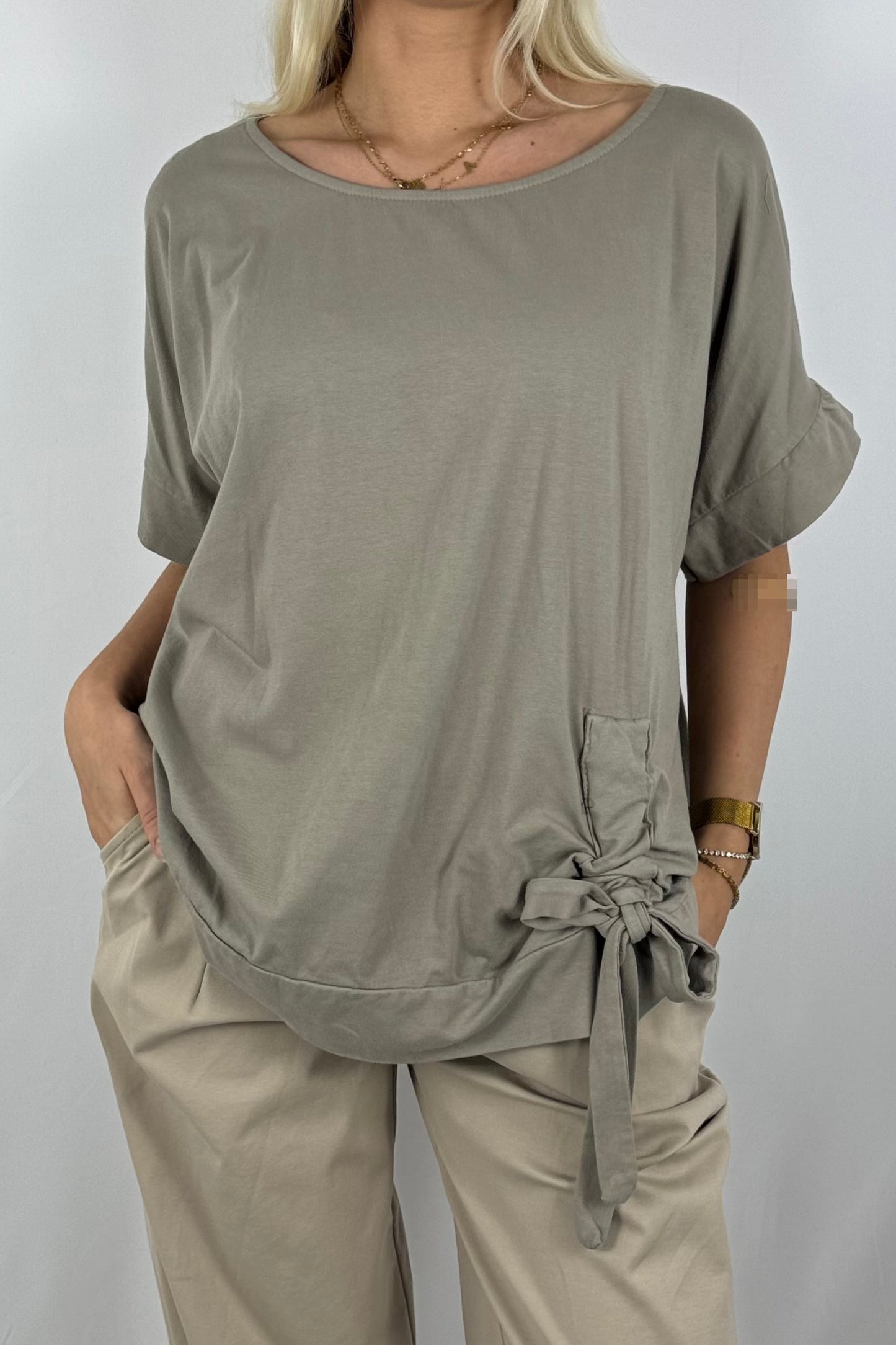 Shirt mit Raffdetail & Zierschnürung – lässig und modern-Mud