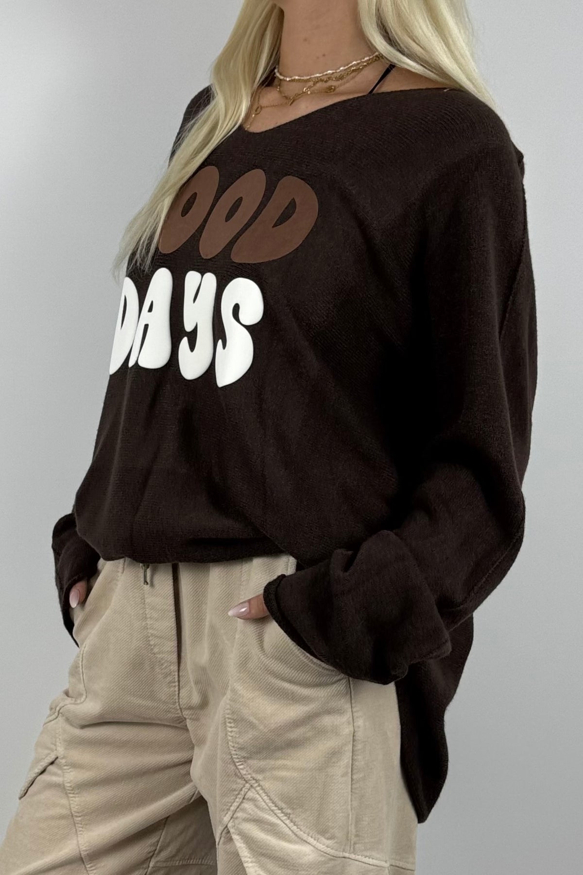 GOOD DAYS Shirt / Feinstrick-Pullover-Schoko