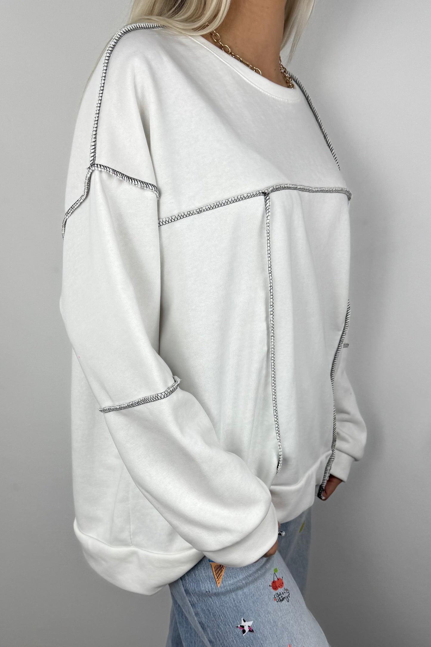 Oversize Sweatshirt „One Love“ – Weiß