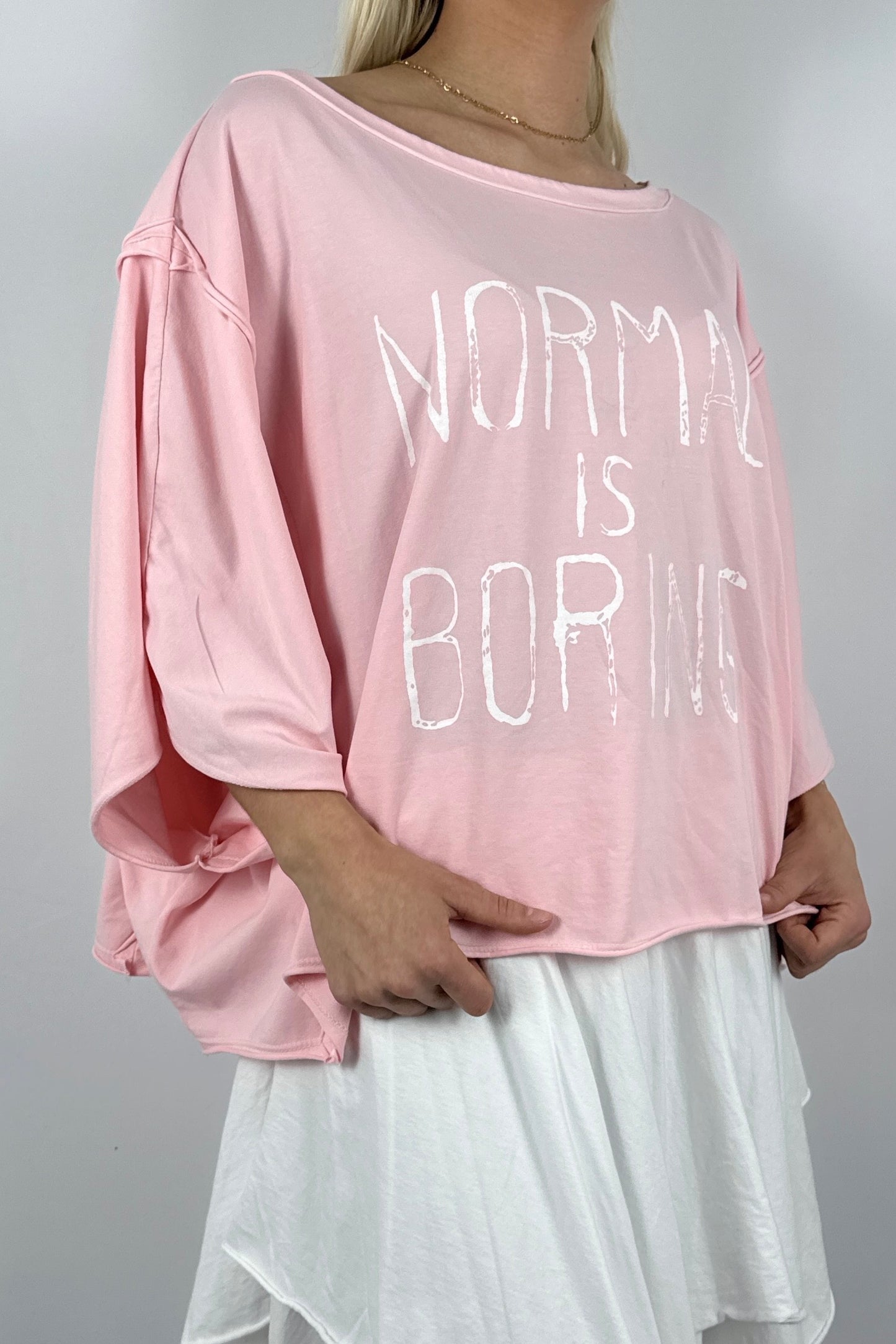 Oversize Shirt mit Statement Print-Rosa