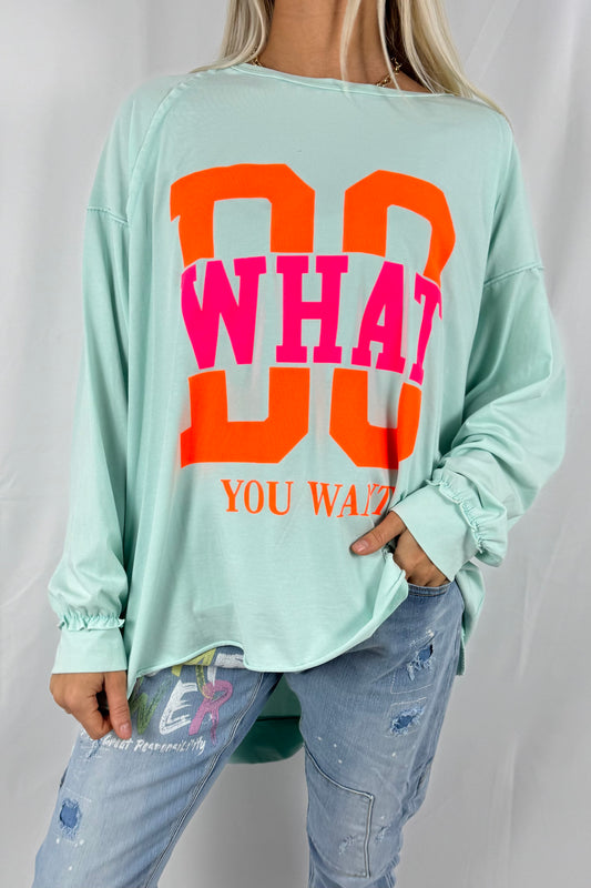 Shirt mit „DO WHAT YOU WANT“ Statement-Print-Mint