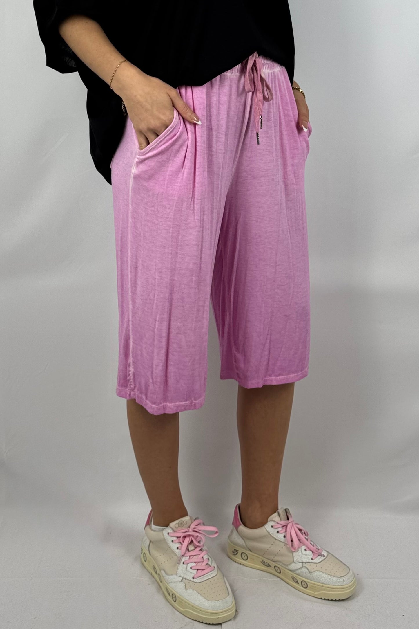 Jersey-Shorts mit Statement-Tasche-Rosa