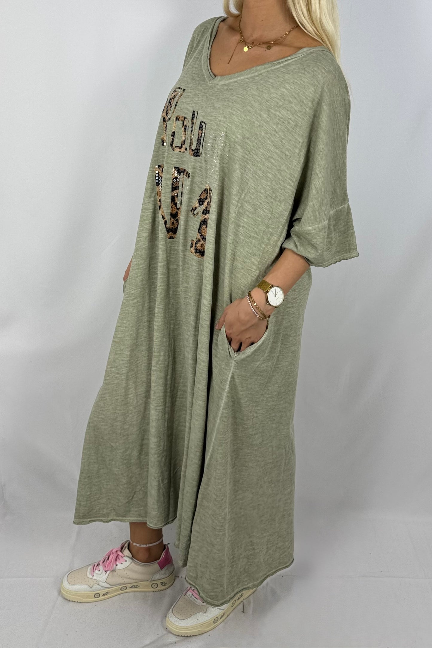 Kleid „You N°1“ mit Leo-Print-Khaki