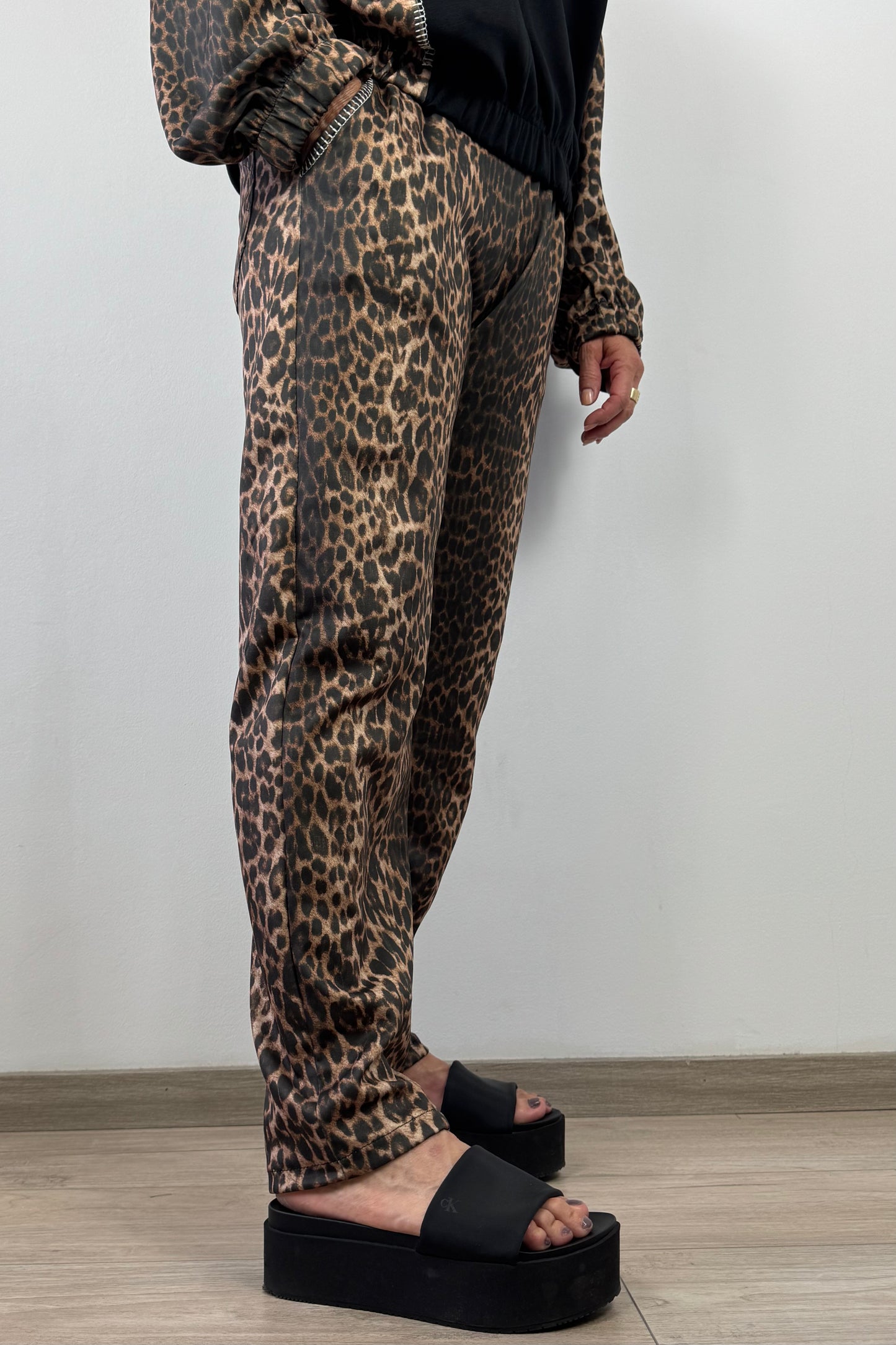 Stylische Damenhose mit Animal-Print und Tunnelzug – Einheitsgröße