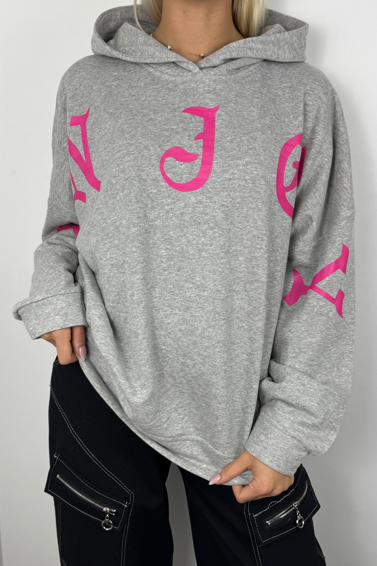 Oversize Hoodie „ENJOY“ –Grau