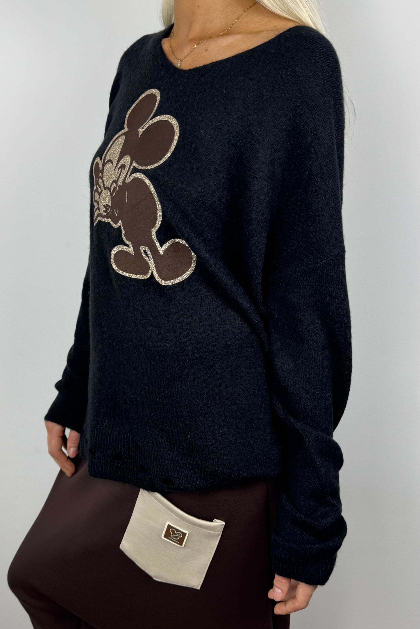 Oversize Pullover mit Print-Detail – Black