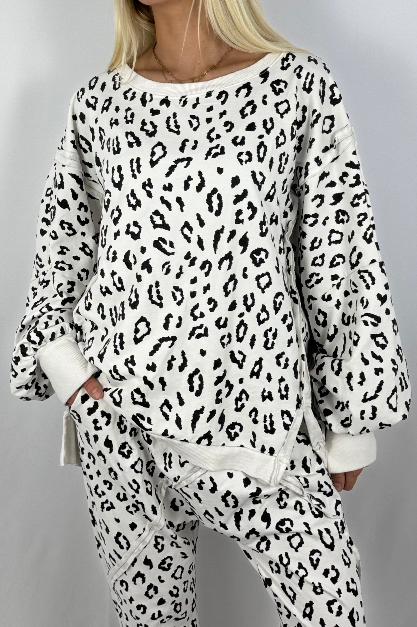 Damen Leo Sweatshirt – Oversize-Weiß