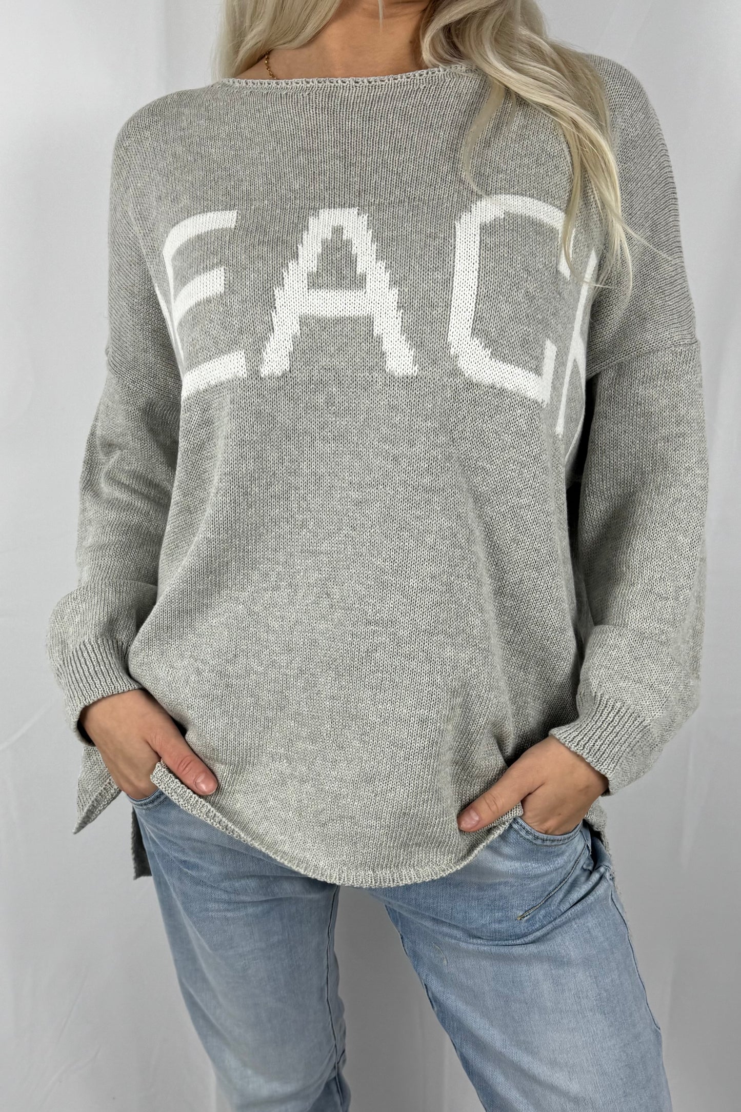Damen Strickpullover „BEACH“ –Grau
