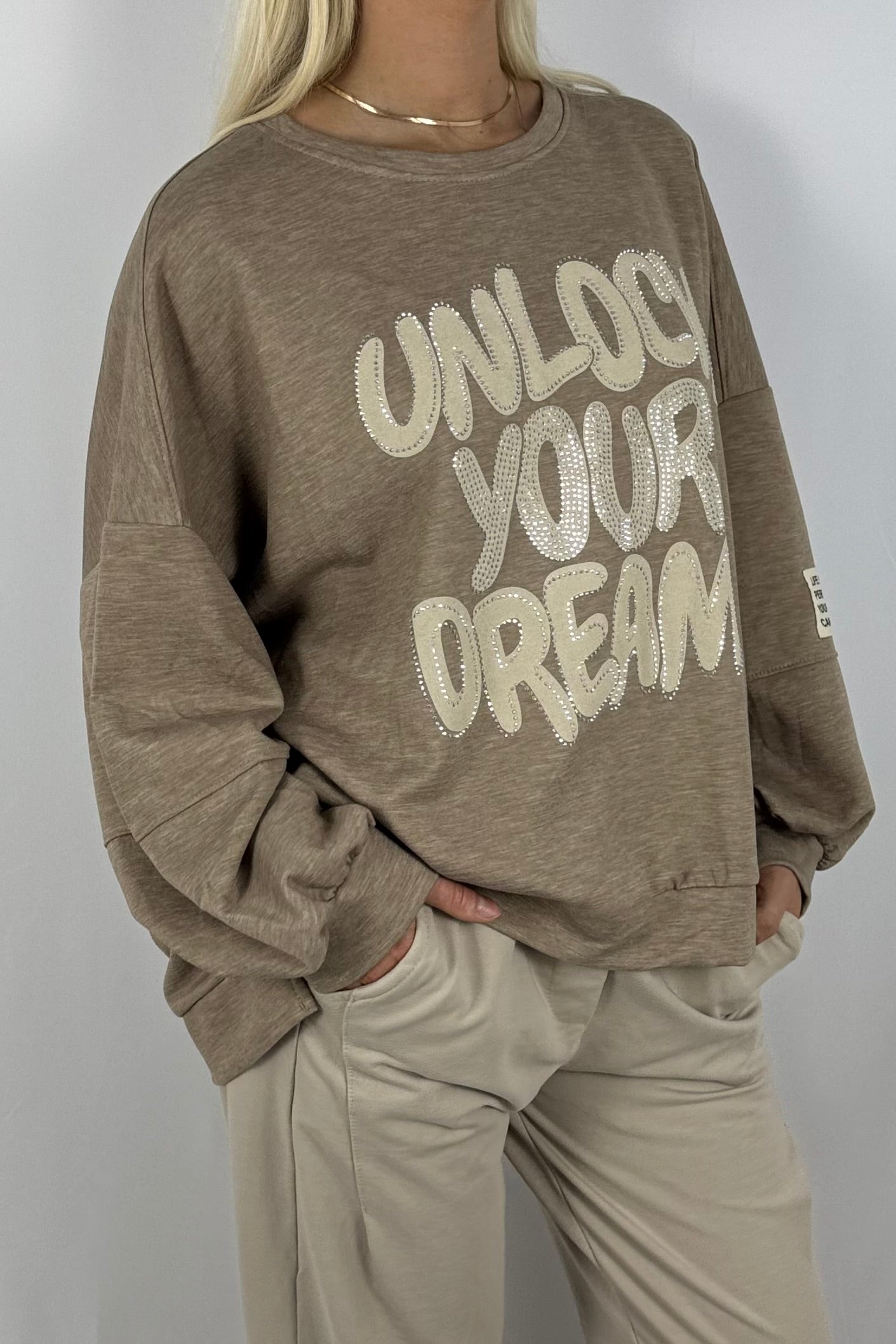 Damen Oversize Sweatshirt – Unlock Your Dreams-Mud