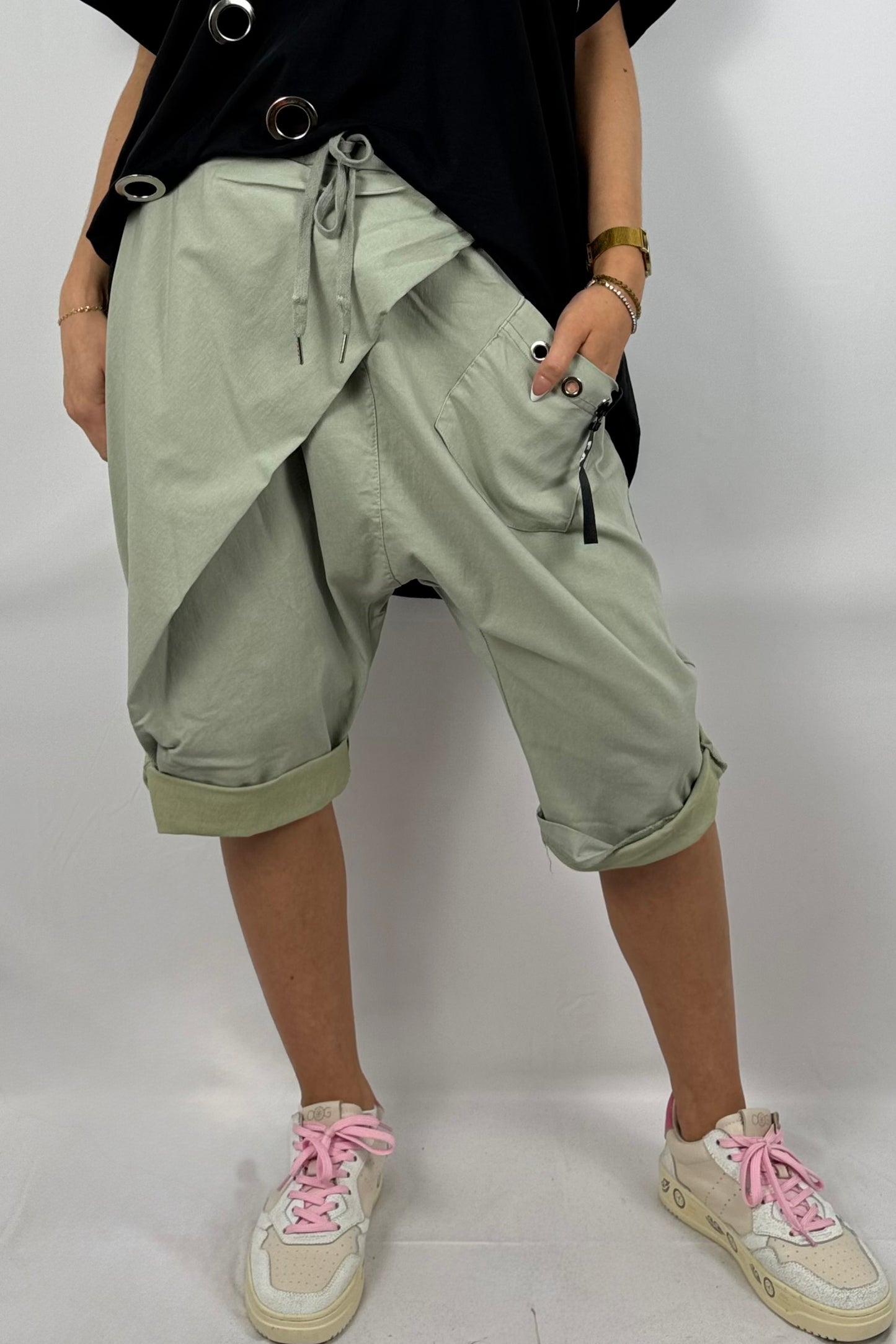 Bermuda-Shorts mit elastischem Bund-Hell Khaki