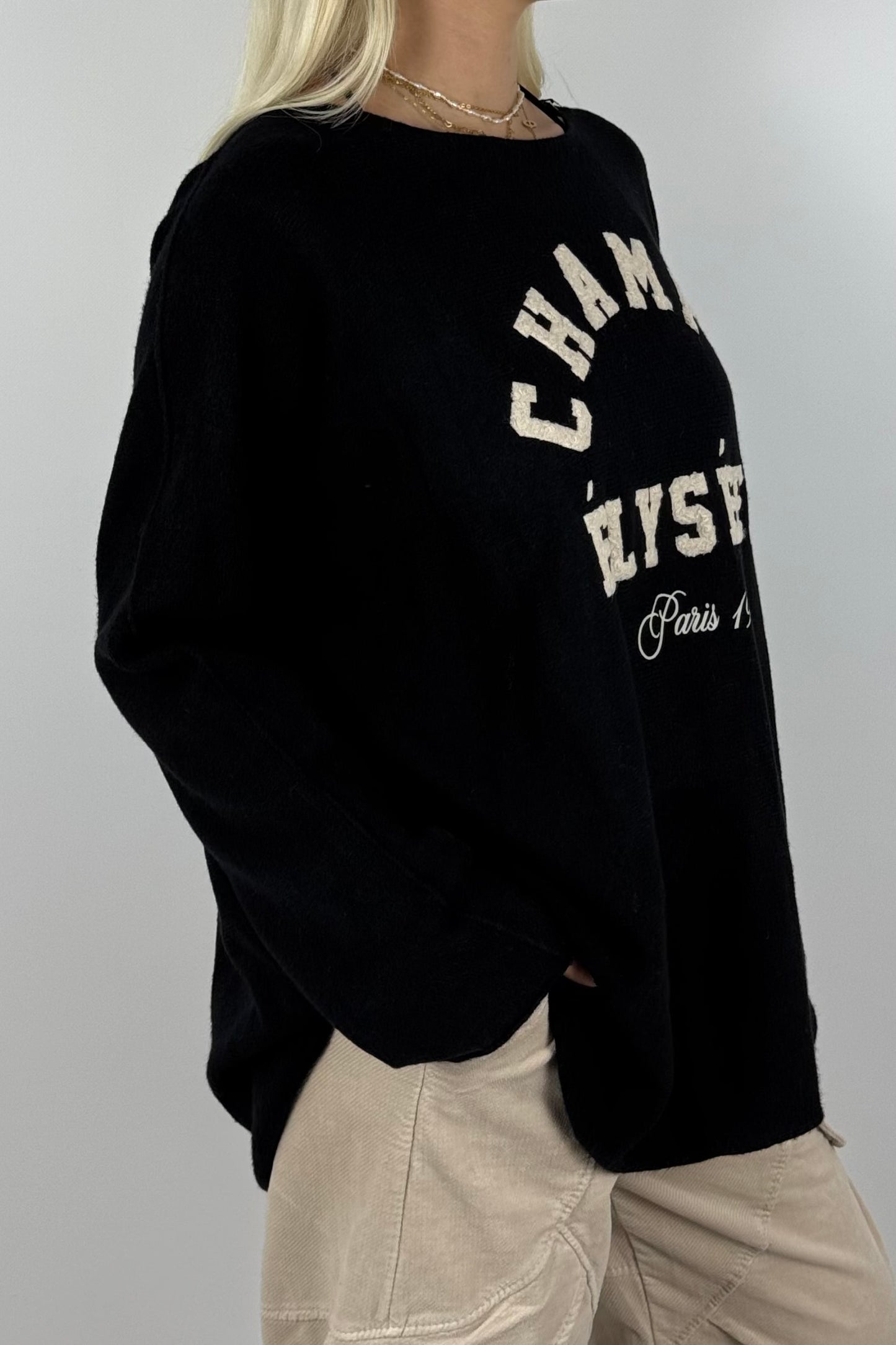 CHAMPS ÉLYSÉES Sweatshirt / Feinstrick-Pullover-Schwarz