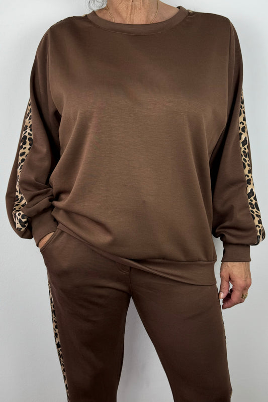Sweatshirt mit Animal-Streifen an den Ärmeln