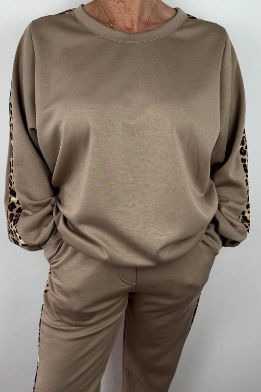 Damen-Sweatshirt – Ärmel mit Animal-Print & Relaxed Fit