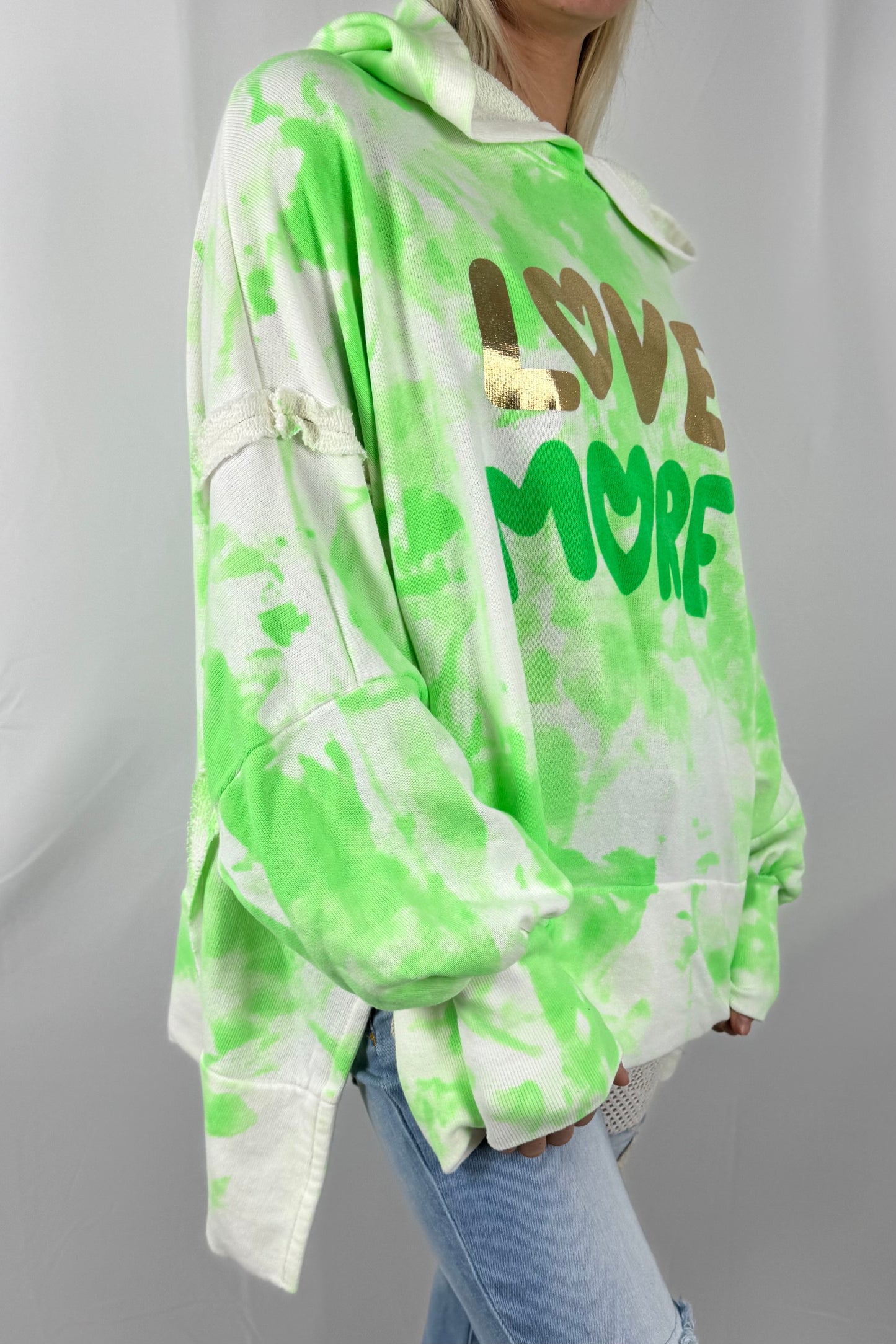 Oversize Pullover „Love More“-Grün