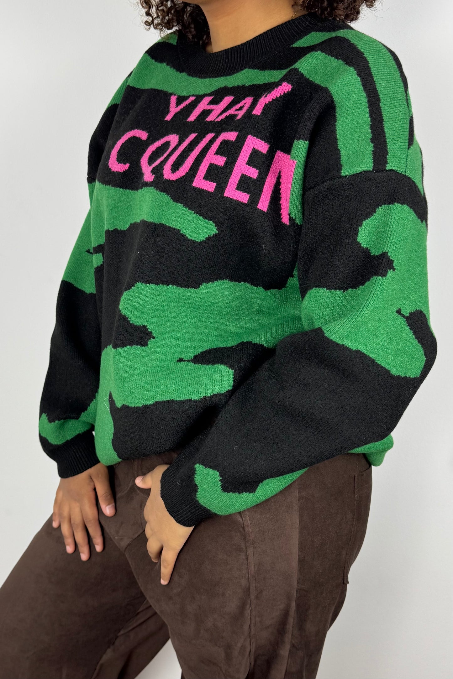 Strickpullover „Y Hay Queen“ – grün