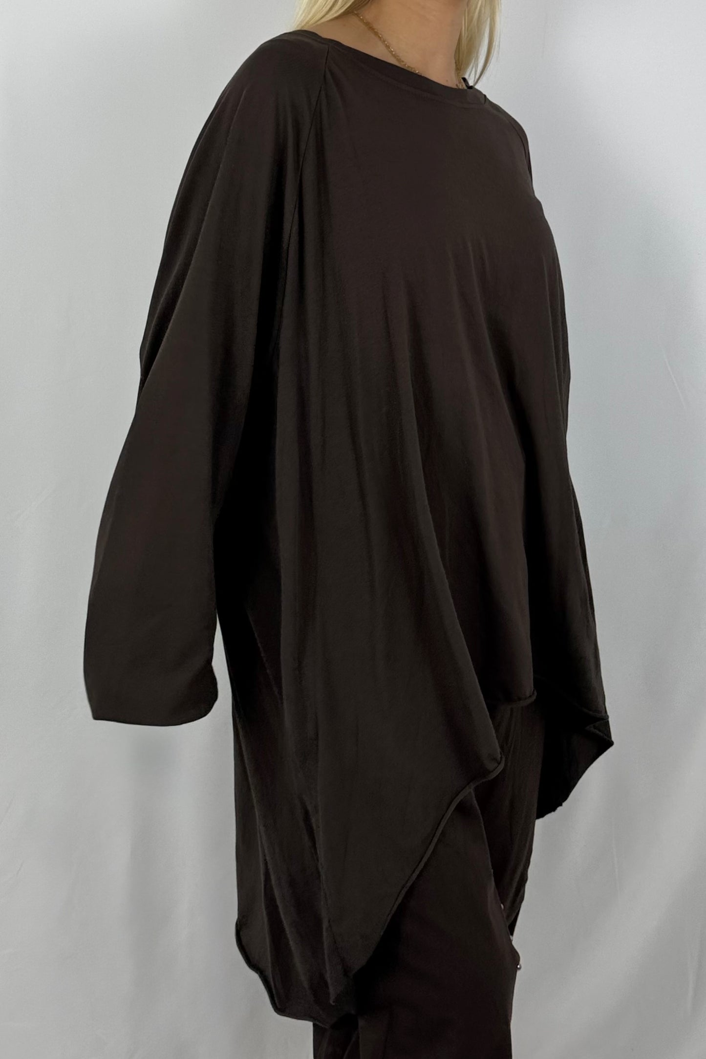 Oversize-Shirt „STYLE“ mit Leo-Print auf dem Rücken-Schoko