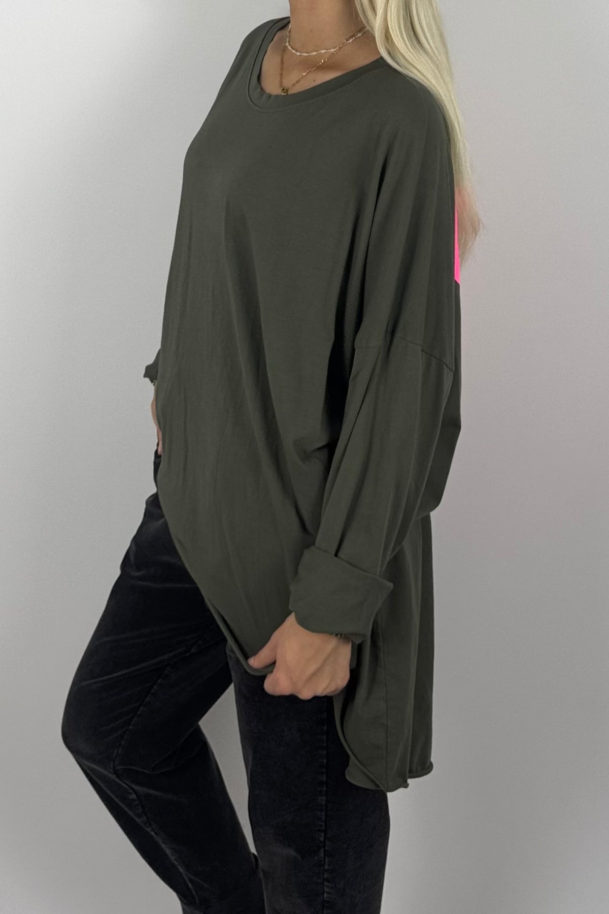 Damen Oversize Shirt mit STYLE-Print -Khaki