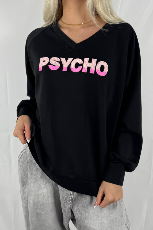 Oversize Sweatshirt mit Statement-Print –Schwarz