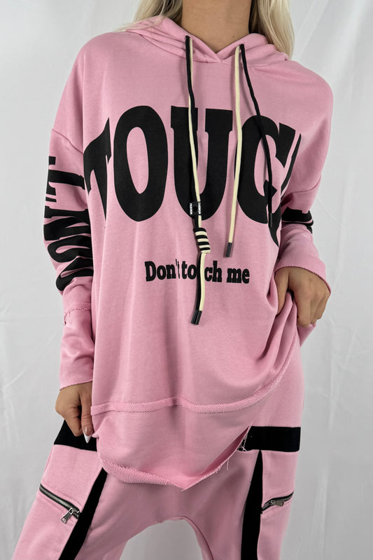 Oversize Hoodie mit Statement-Print – Rosa