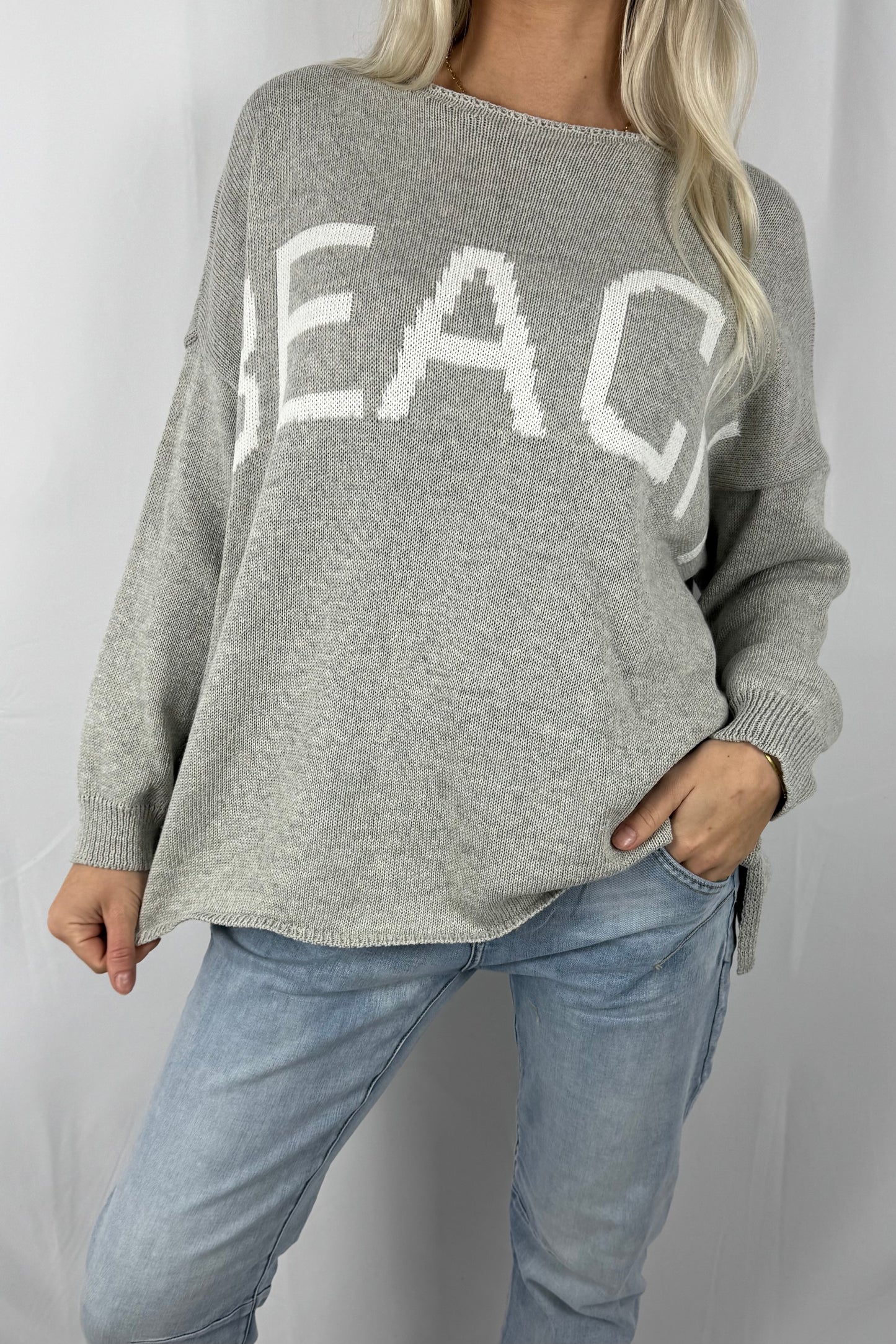 Damen Strickpullover „BEACH“ –Grau
