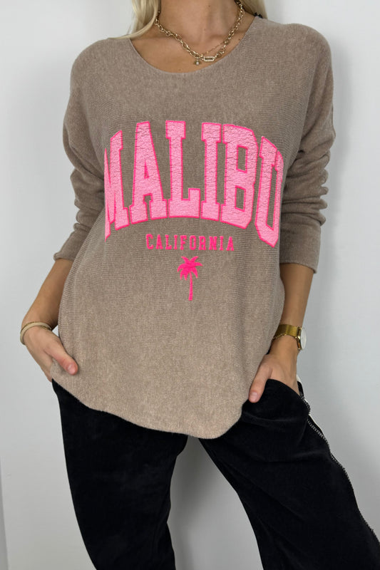 Damen Shirt mit Malibu-Print und lockerem Schnitt-Cammel
