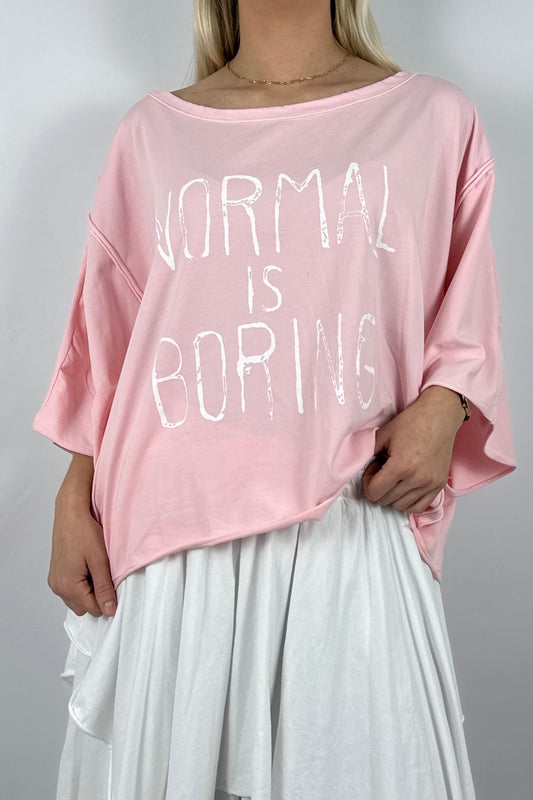 Oversize Shirt mit Statement Print-Rosa