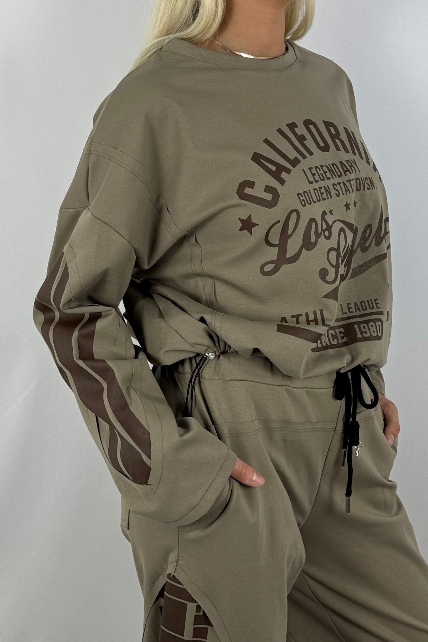 Damen Sweatshirt – California Los Angeles Print-Mud
