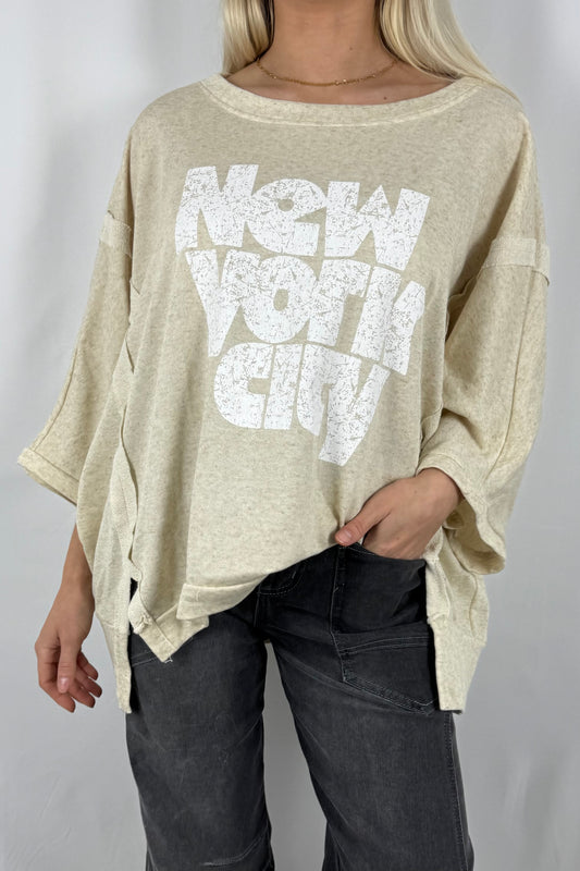 Damen Oversize Shirt „New York City“-Butter
