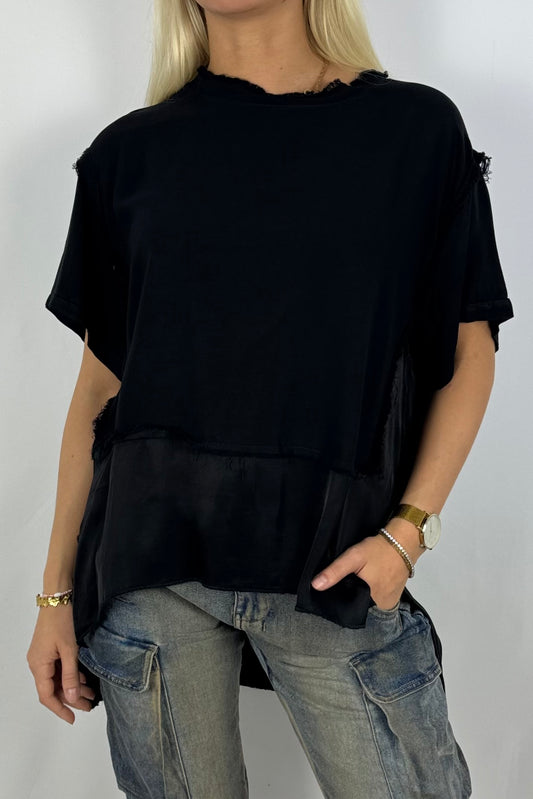 Damen Bluse mit Lagenlook –Schwarz