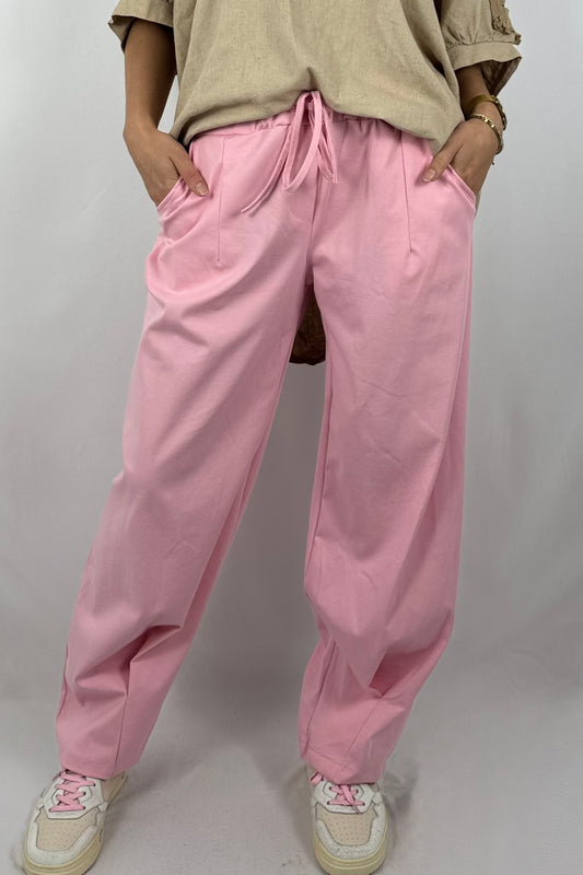 Paperbag-Hose in Rosa – Komfort trifft Eleganz-Rosa