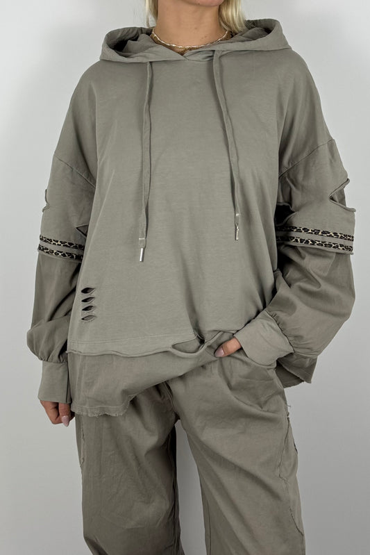 Oversize Hoodie mit Leo-Details-Mud