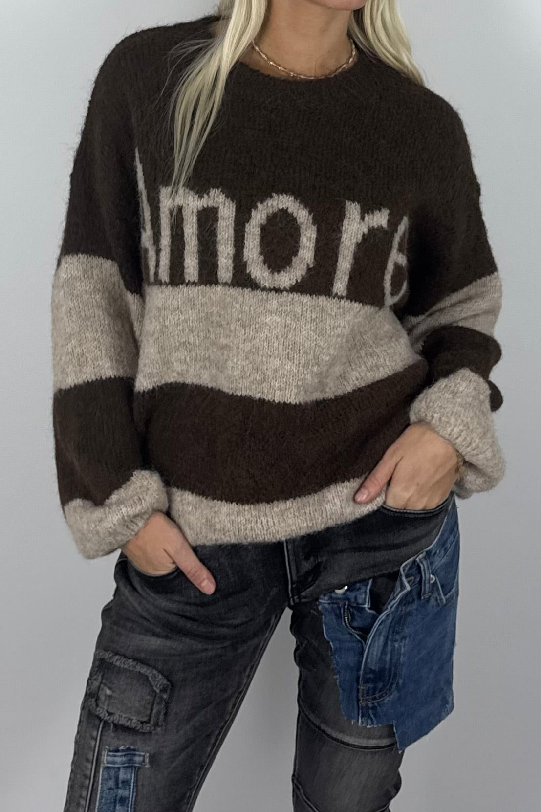 Damen Strickpullover „Amore“ –Schoko
