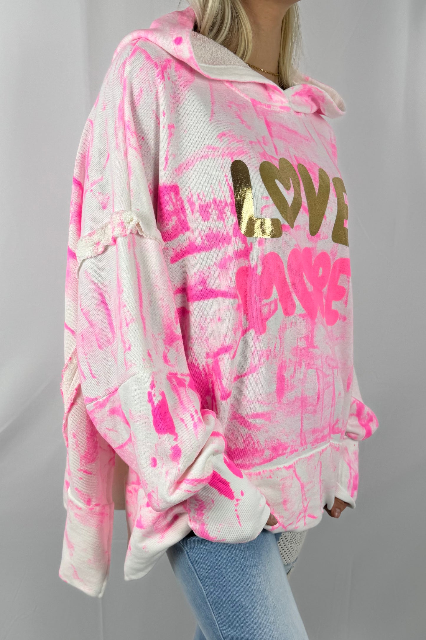 Oversize Pullover „Love More“-Pink