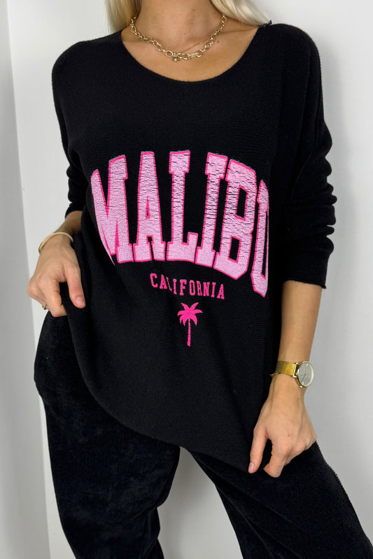 Damen Shirt mit Malibu-Print und lockerem Schnitt-Schwarz
