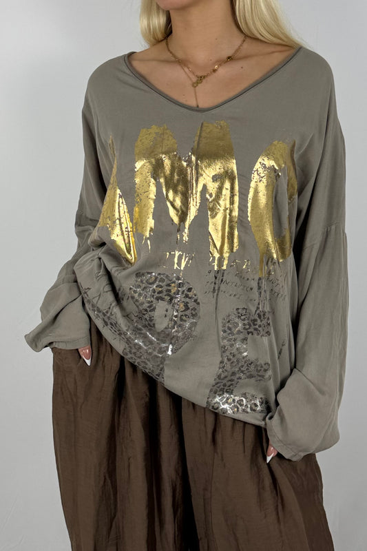 Oversize-Shirt mit Statement-Print-Mud