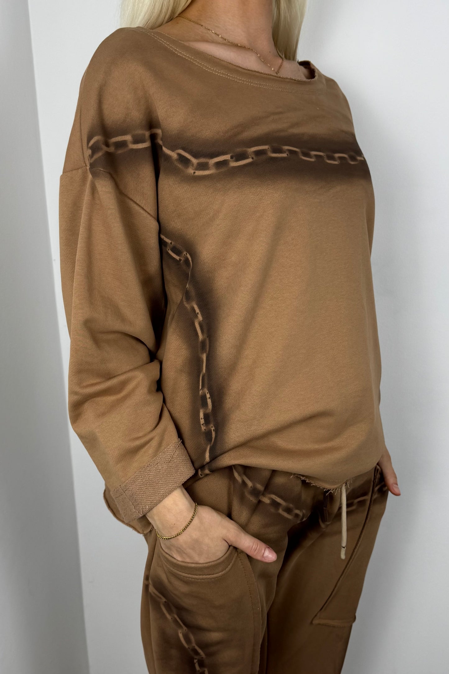 Shirt mit Ketten-Print –Cammel